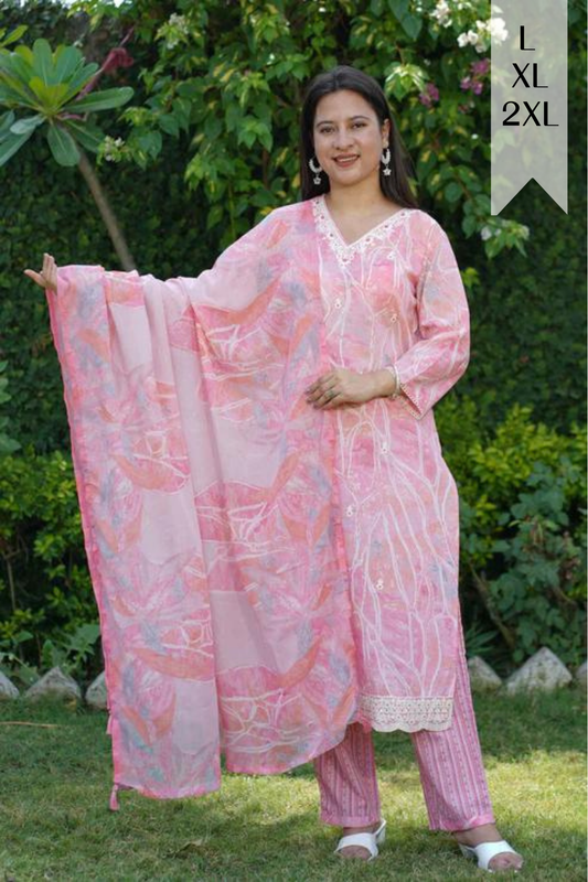 Pink Tickle Mul Cotton Suit Set