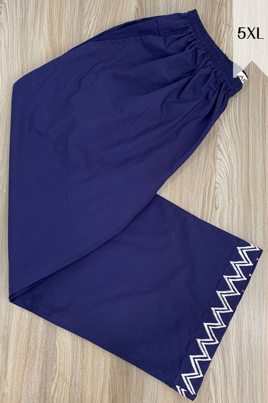 Navy Blue Embellished Cotton Palazzo