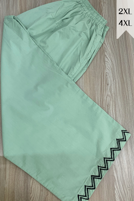 Pista Green Embellished Cotton Palazzo