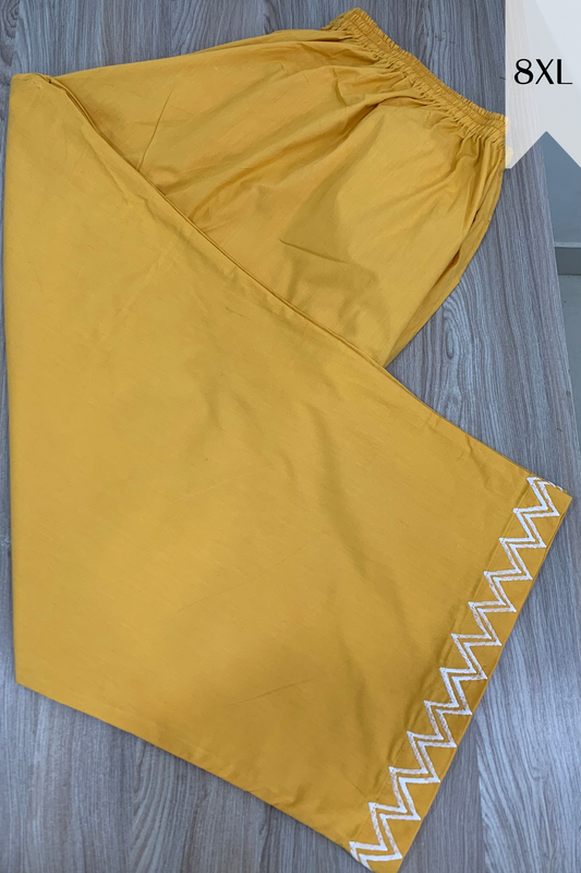 Mustard Embellished Cotton Palazzo