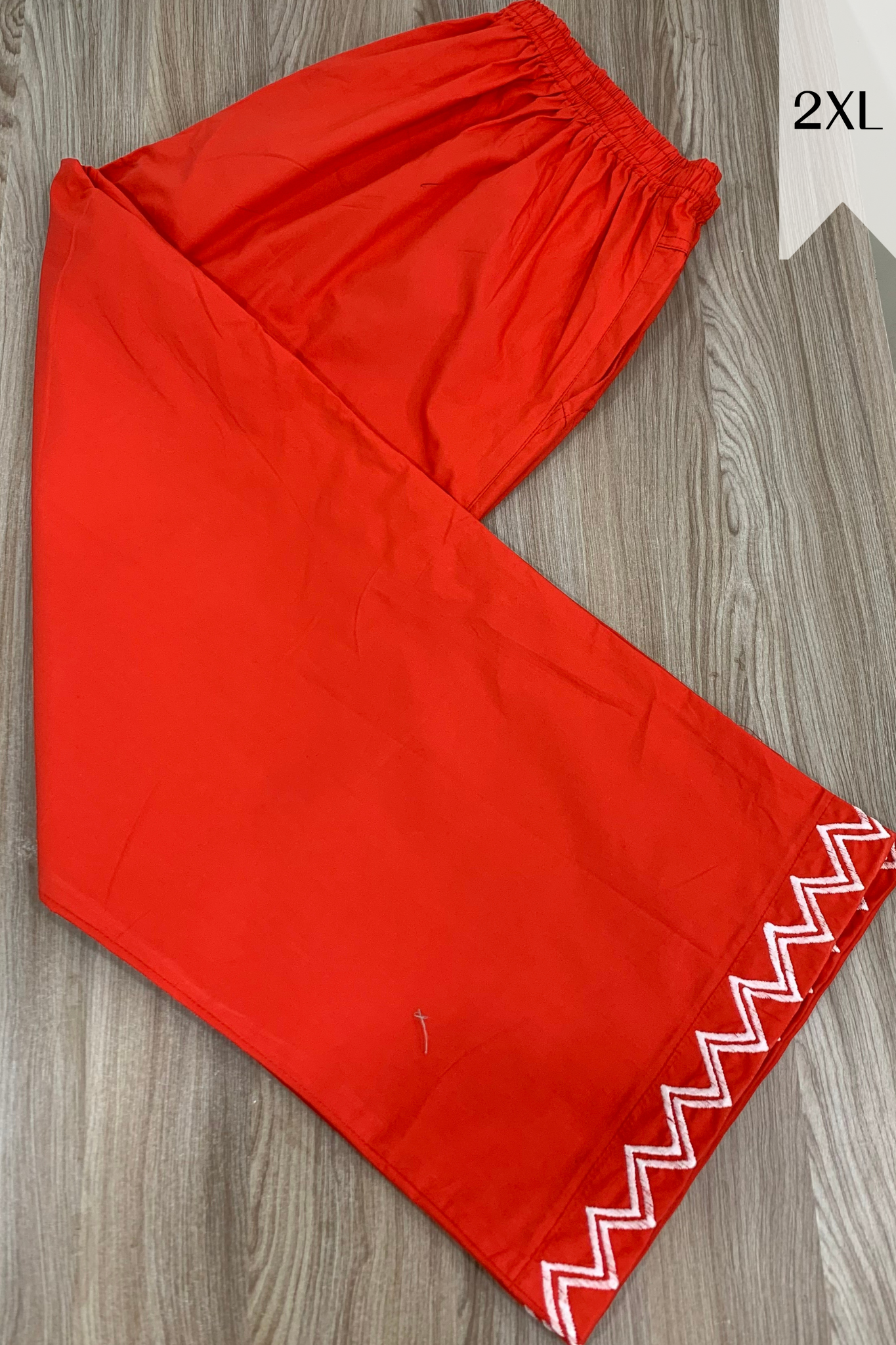 Pale Red Embellished Cotton Palazzo