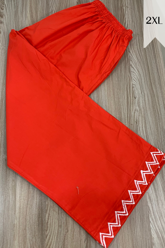 Pale Red Embellished Cotton Palazzo