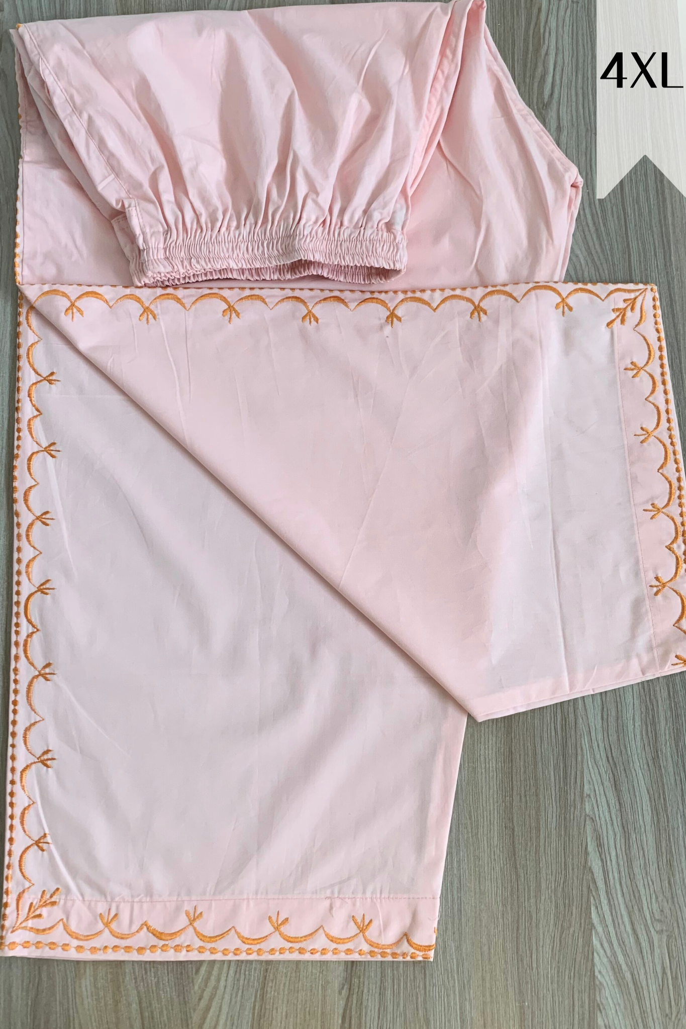 Peach Embroidered Cotton Palazzo