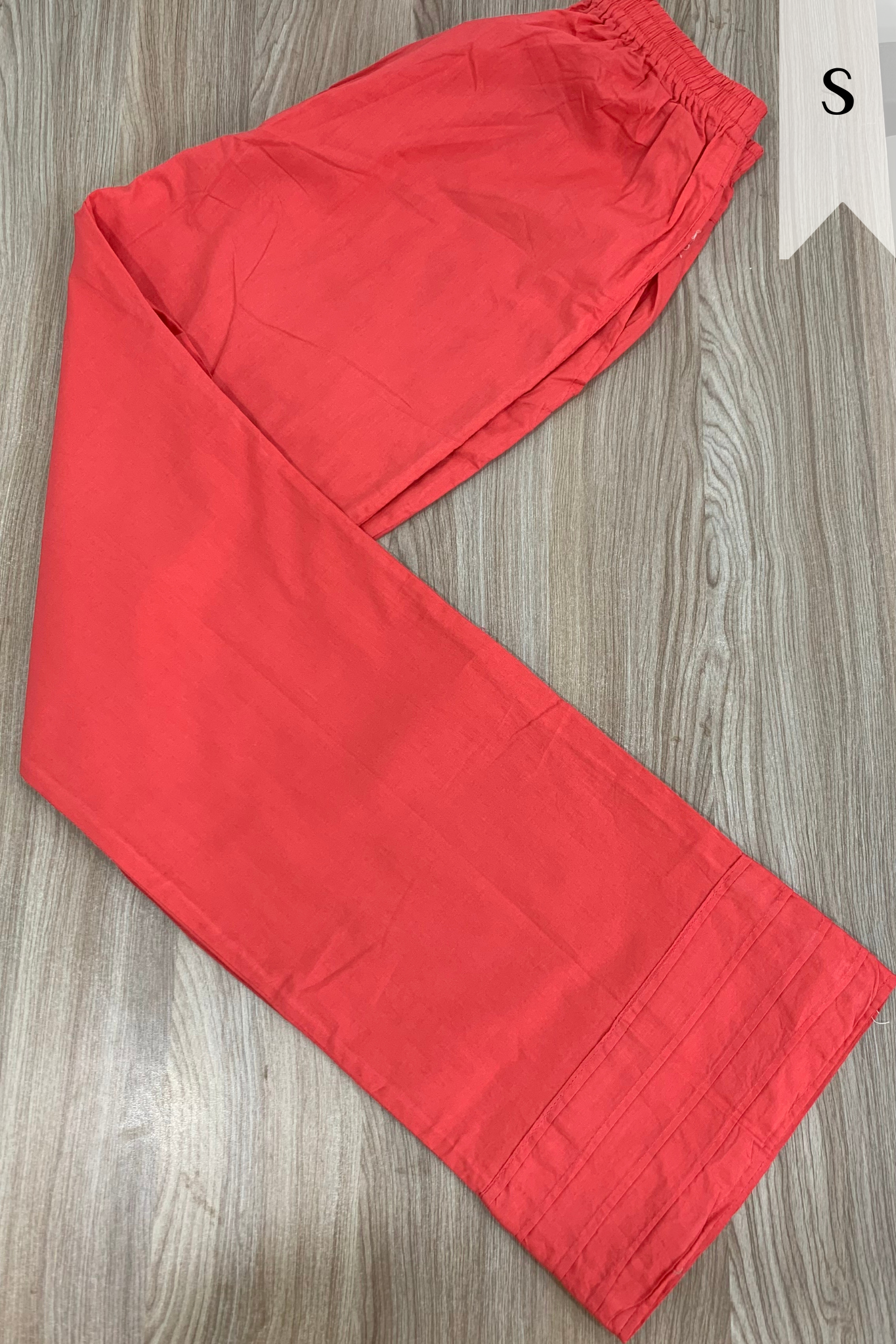 Pale Red Pintuked Cotton Palazzo