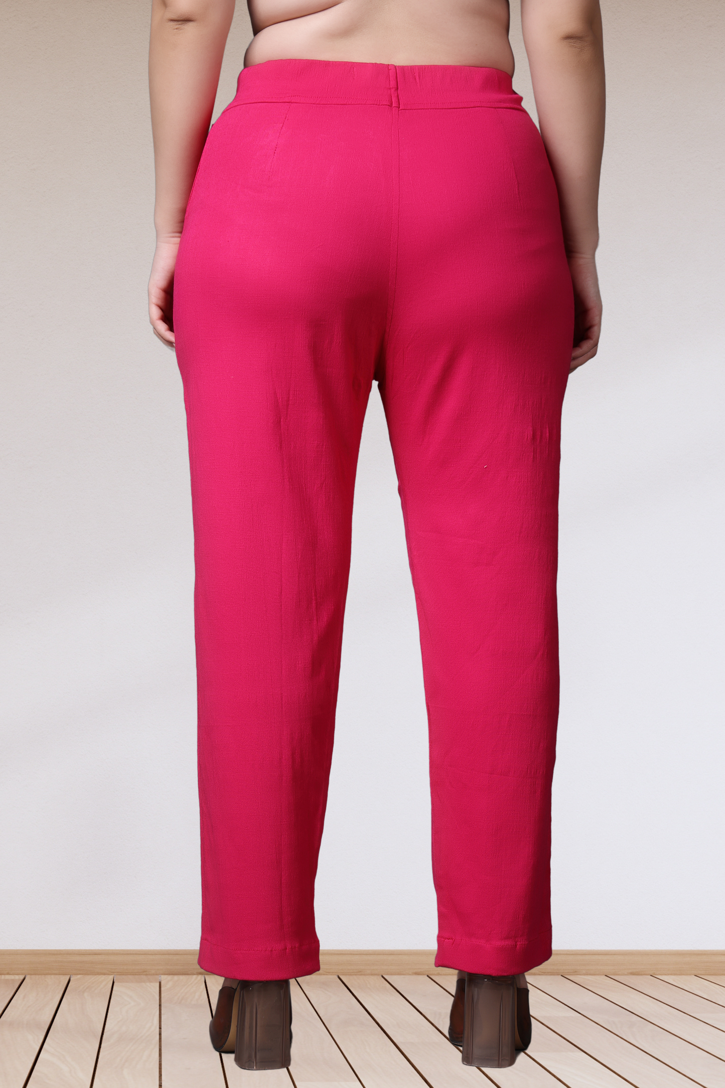 Magenta Lycra Slub Pants