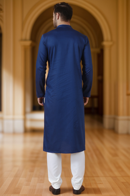 Dark Blue Cotton Kurta Pajama