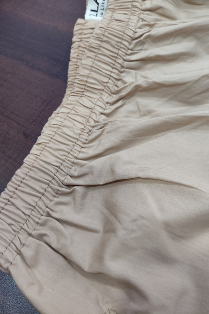 Beige Embroidered Cotton Palazzo