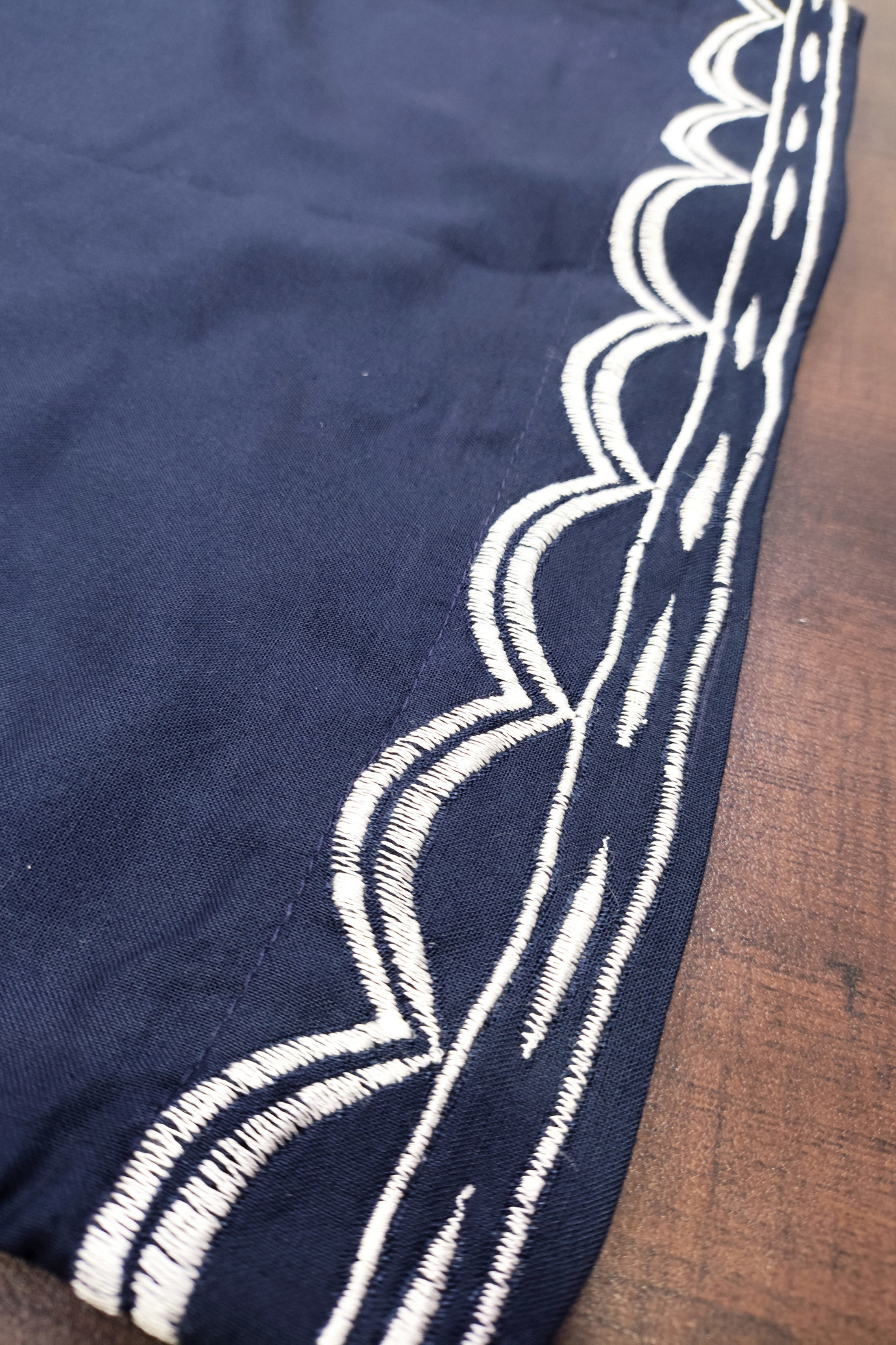 Detailed Navy Blue Rayon Palazzo