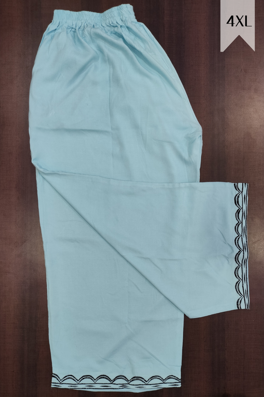 Detailed Sky Blue Rayon Palazzo