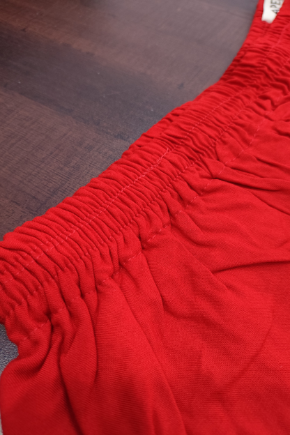 Detailed Red Rayon Palazzo