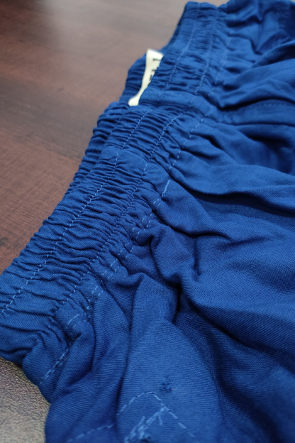 Detailed Royal Blue Rayon Palazzo