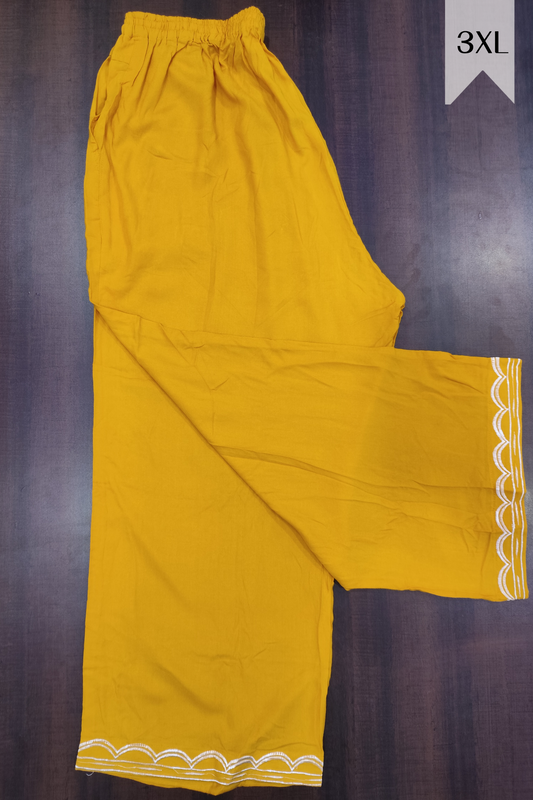 Mustard Detailed Rayon Palazzo