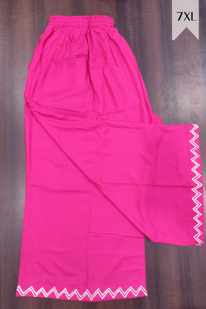 Magenta Embroidered Rayon Palazzo