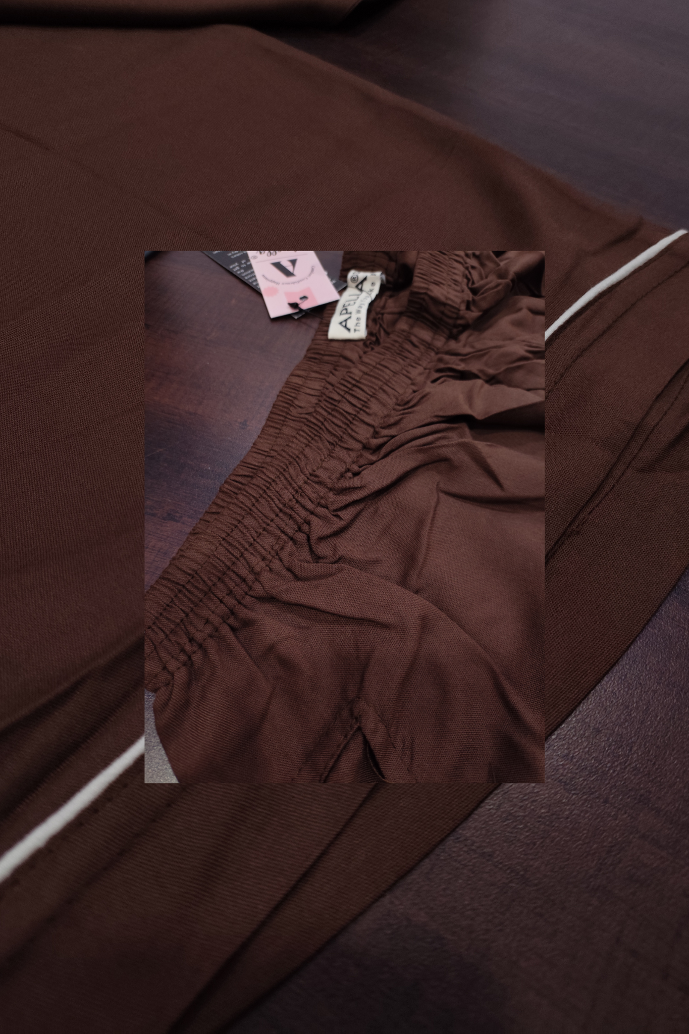 Brown Detailed Hemline Rayon Palazzo