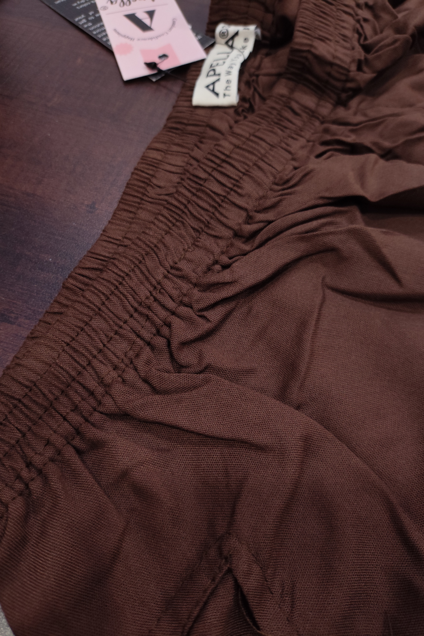 Brown Detailed Hemline Rayon Palazzo