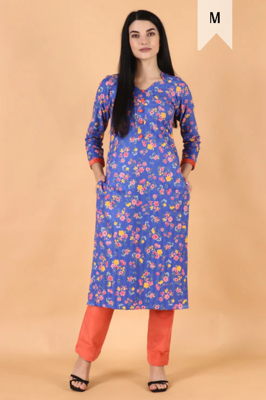 Blue Corduroy Kurta Set