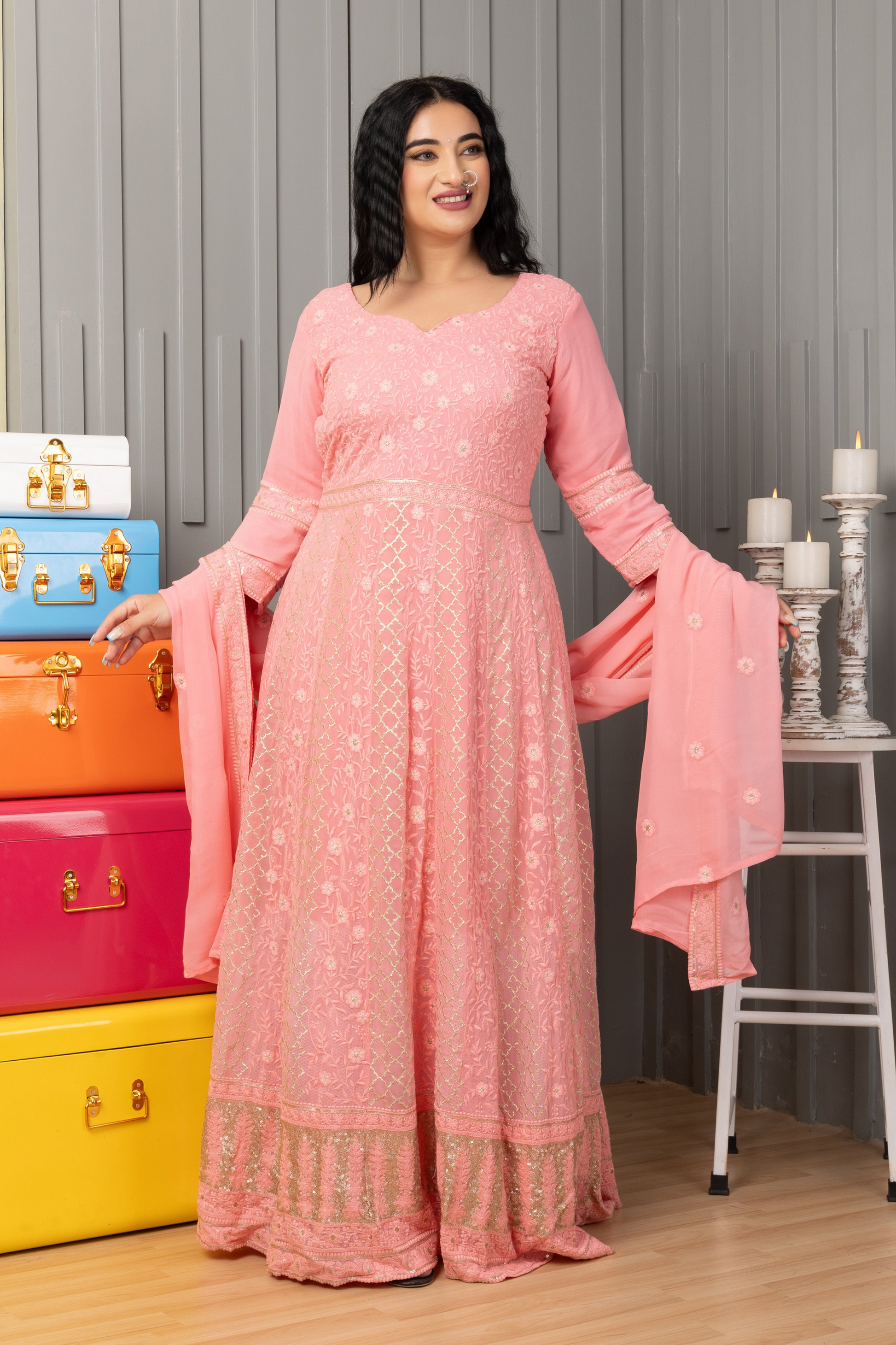 Pink Anarkali Dress