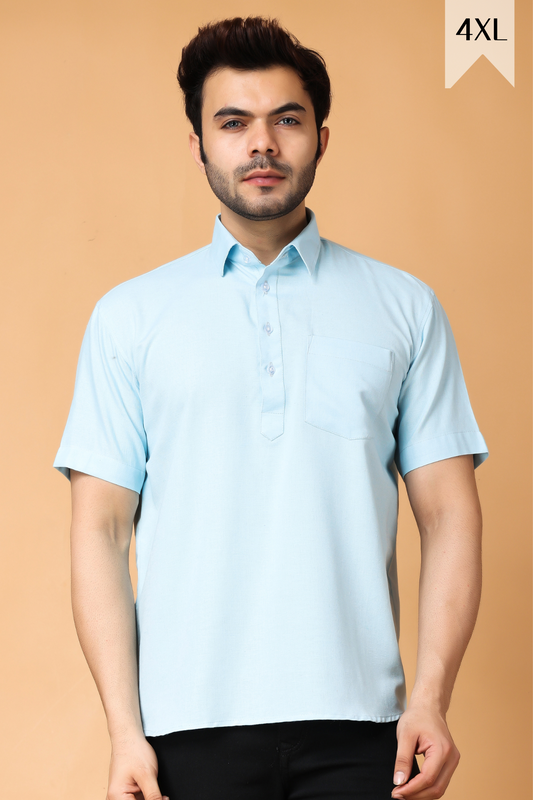 Fresh Blue Cotton Linen Kurta