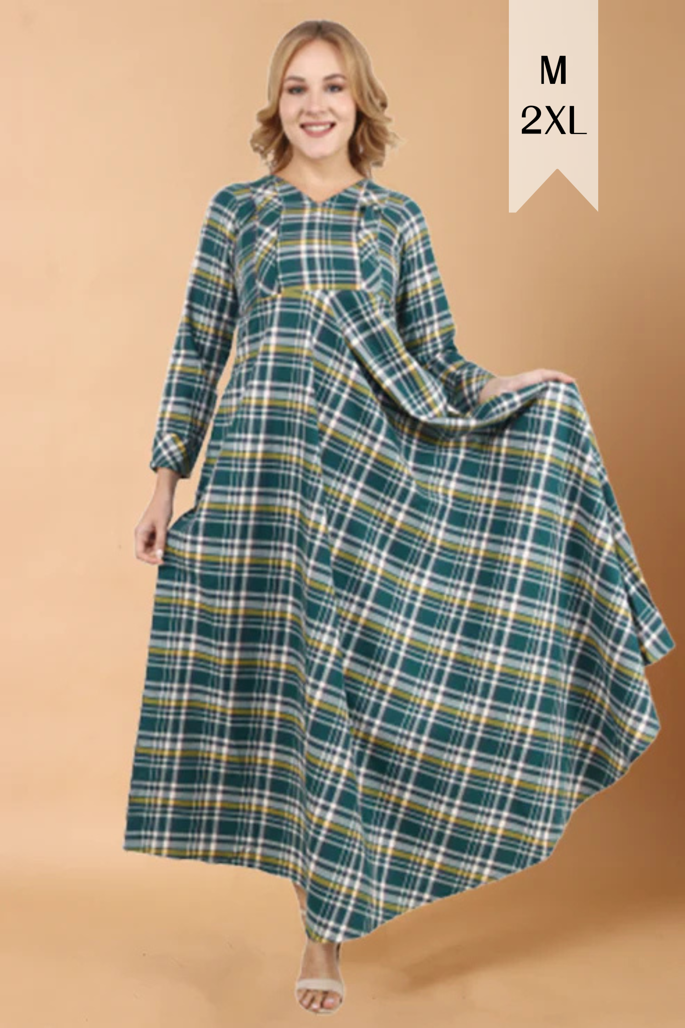 Green Check Woollen Dress