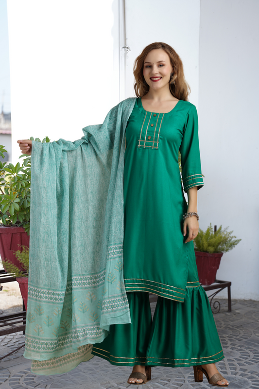 Frost Green Rayon Sharara Suit
