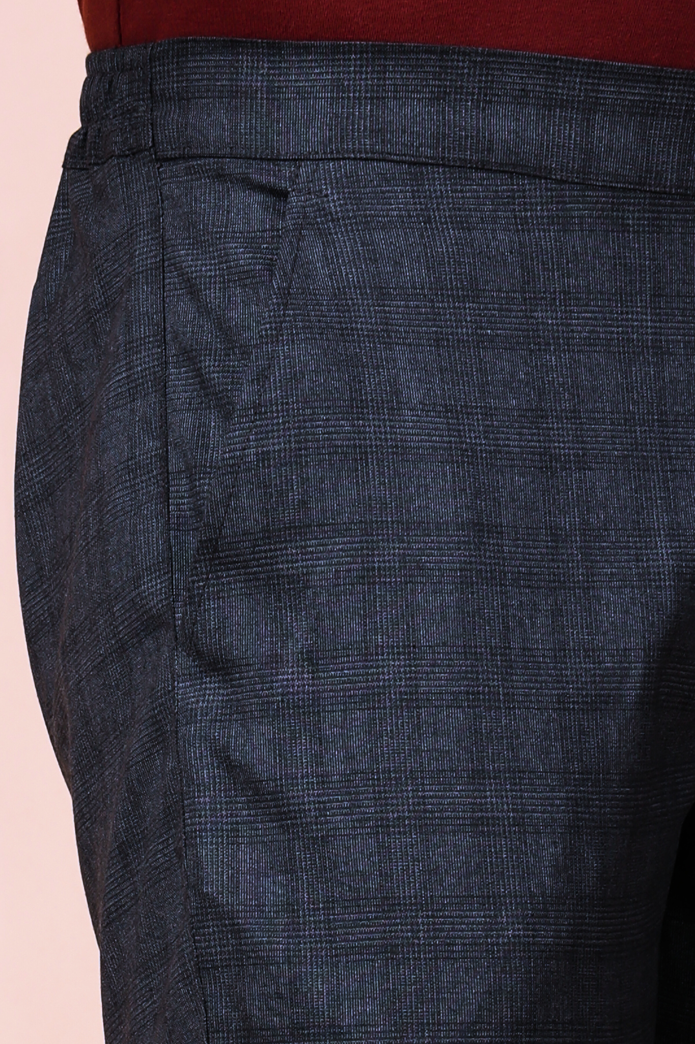 Midnight Black Checked Comfort Fit Trousers