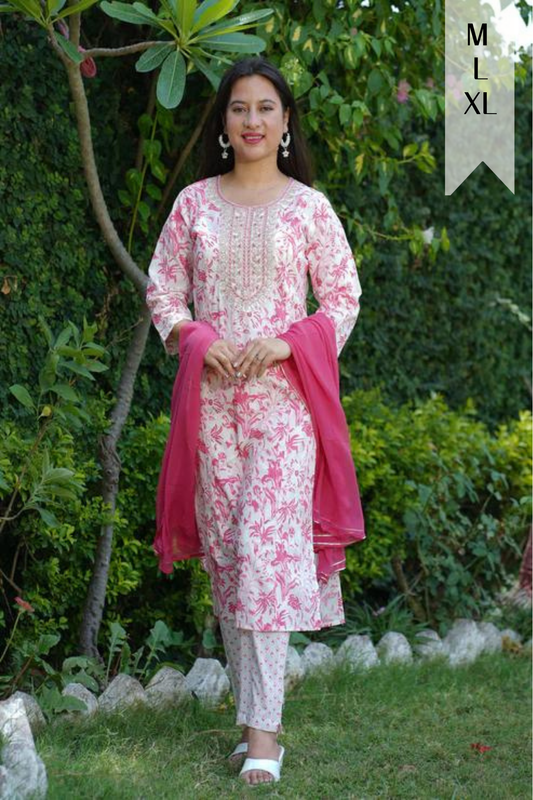 Pink Glimmer Cotton Suit Set