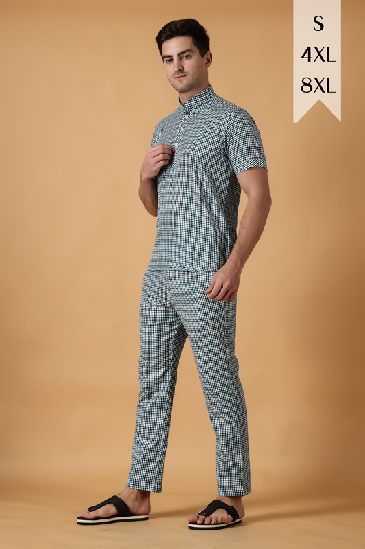 Blue Checked Lounge Wear Set