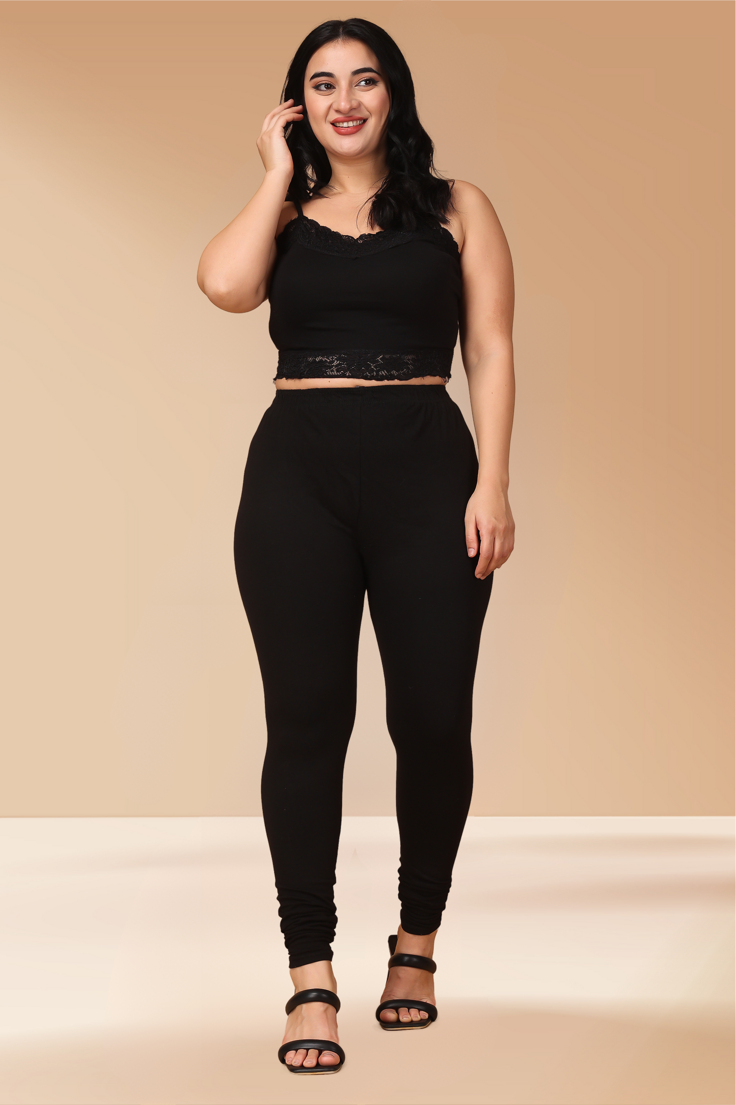 Buy U R YOU Plus Size Solid Ankle Length Cotton Lycra Women's Leggings |  Shoppers Stop