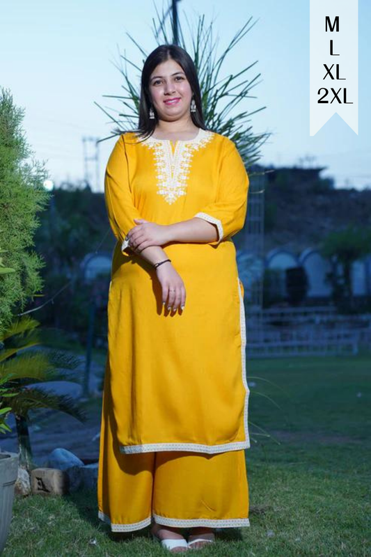 Sunflower Yellow Rayon Kurta Set