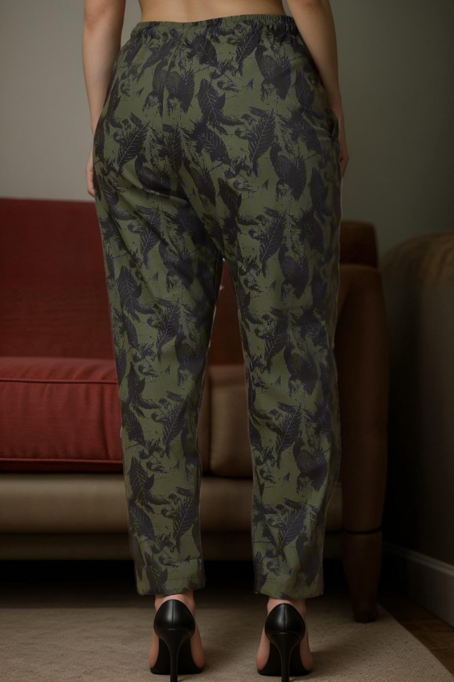 Army Green Cotton Lycra Pants