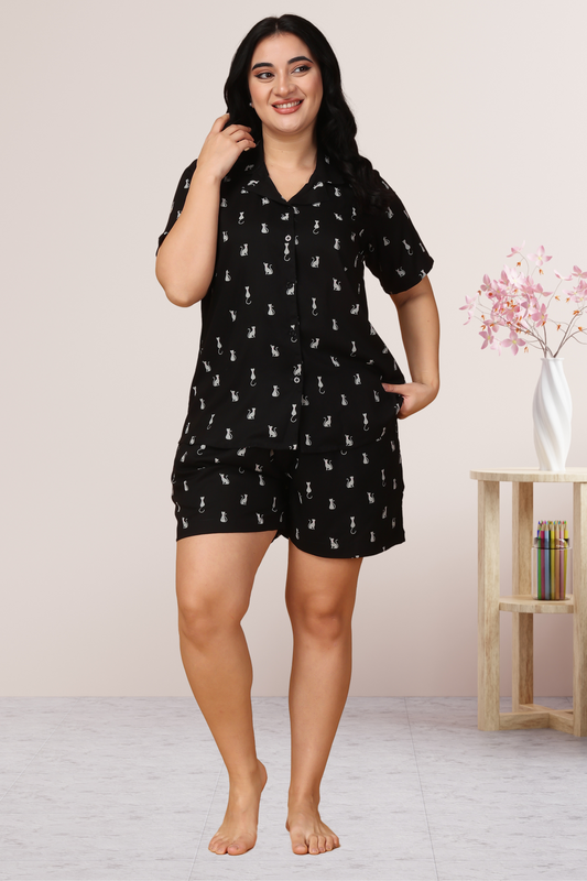 Purr-fect Dreams Rayon Shorts Suit