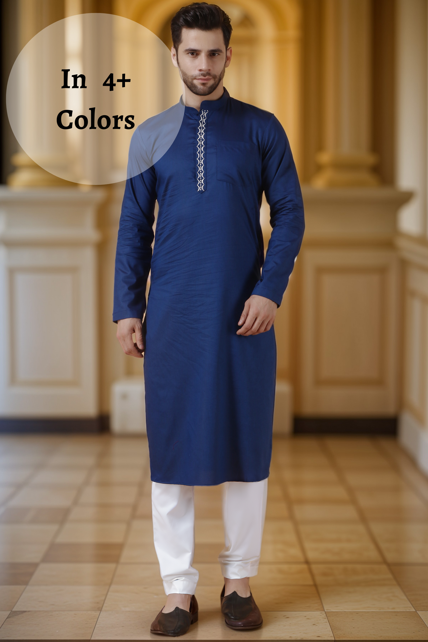 Dark Blue Cotton Kurta Pajama