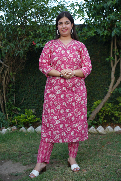 Electric Pink Floral Suit Set