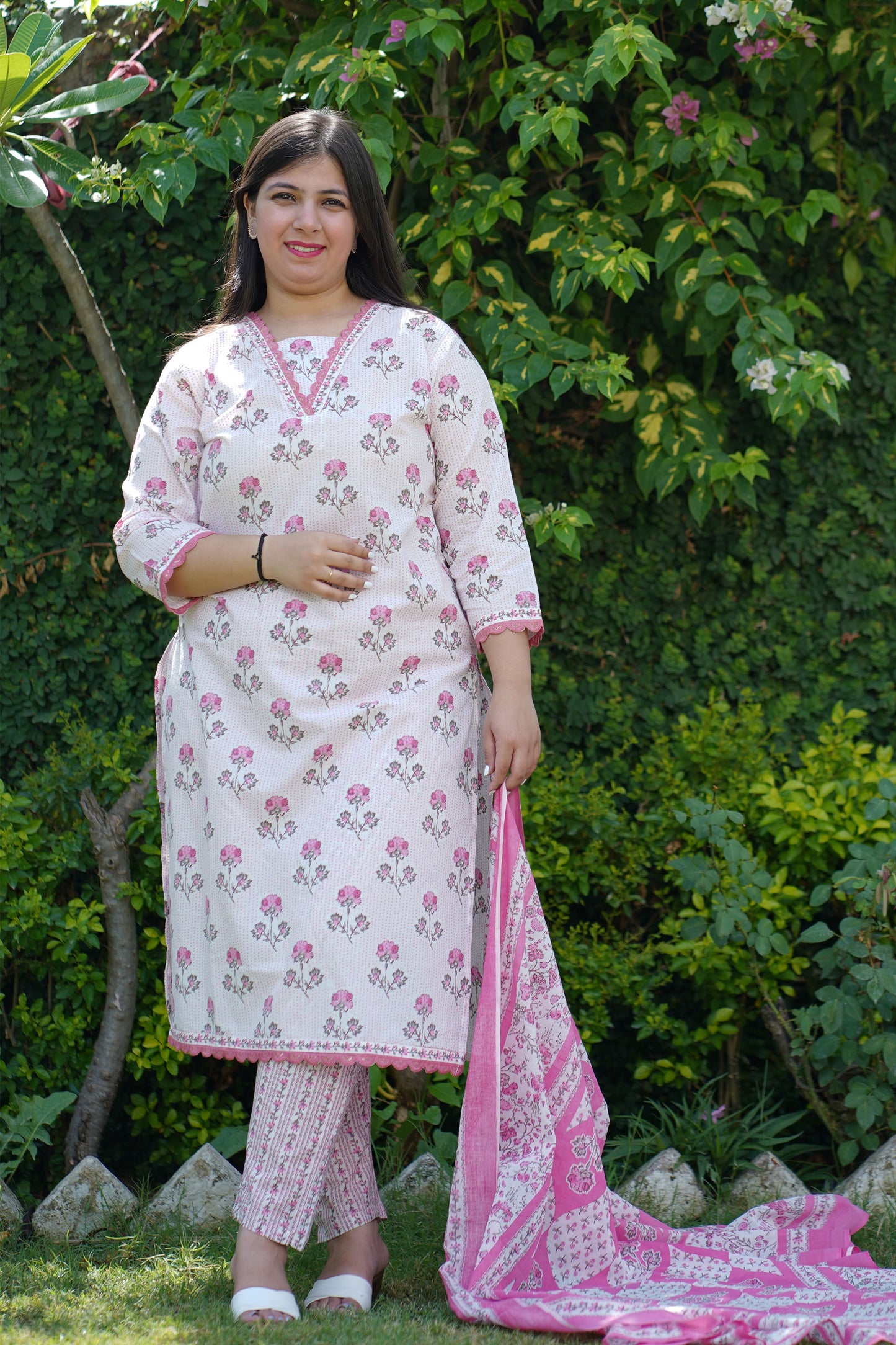 Ethereal Pink Cotton Suit Set