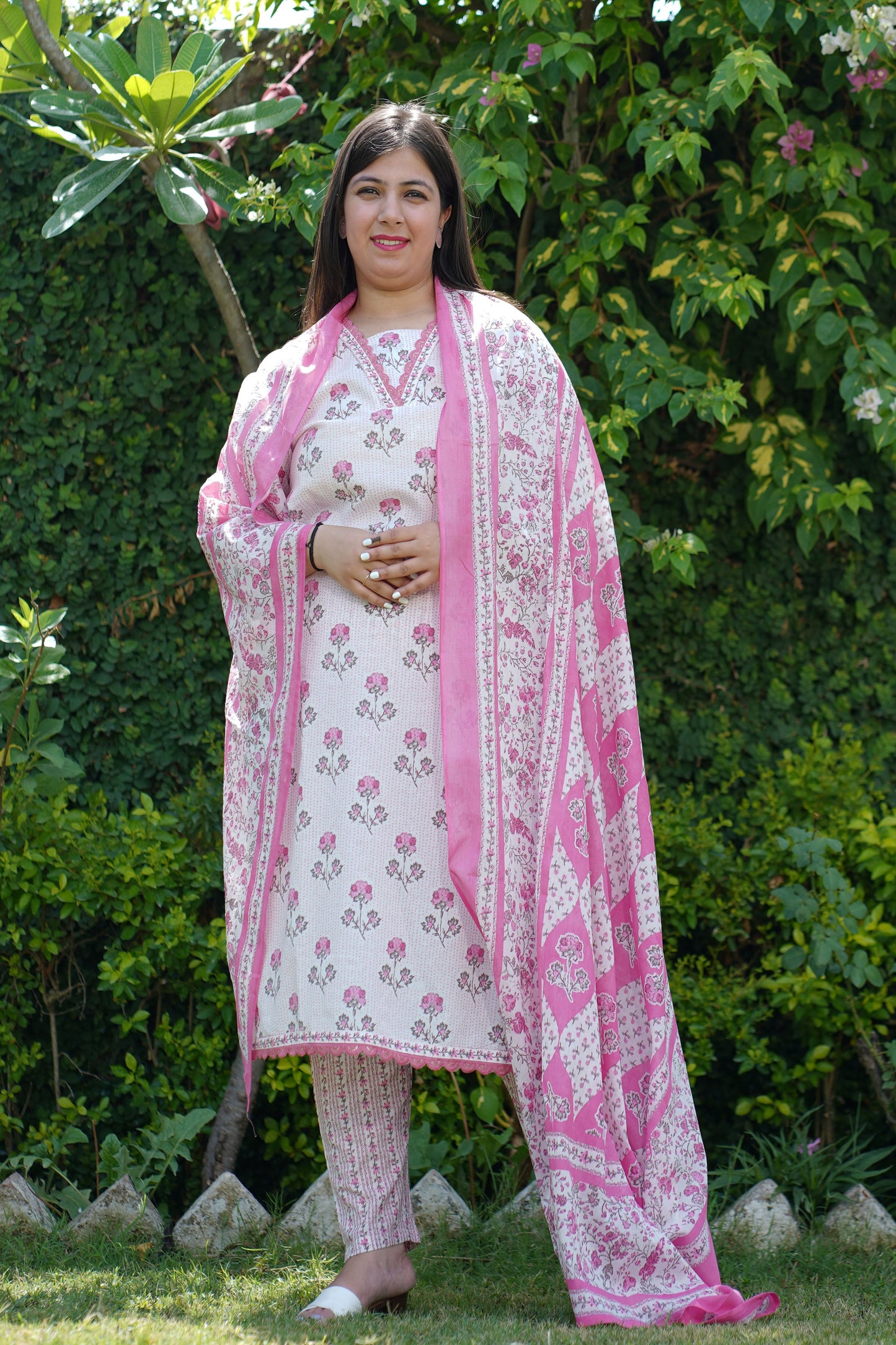 Ethereal Pink Cotton Suit Set