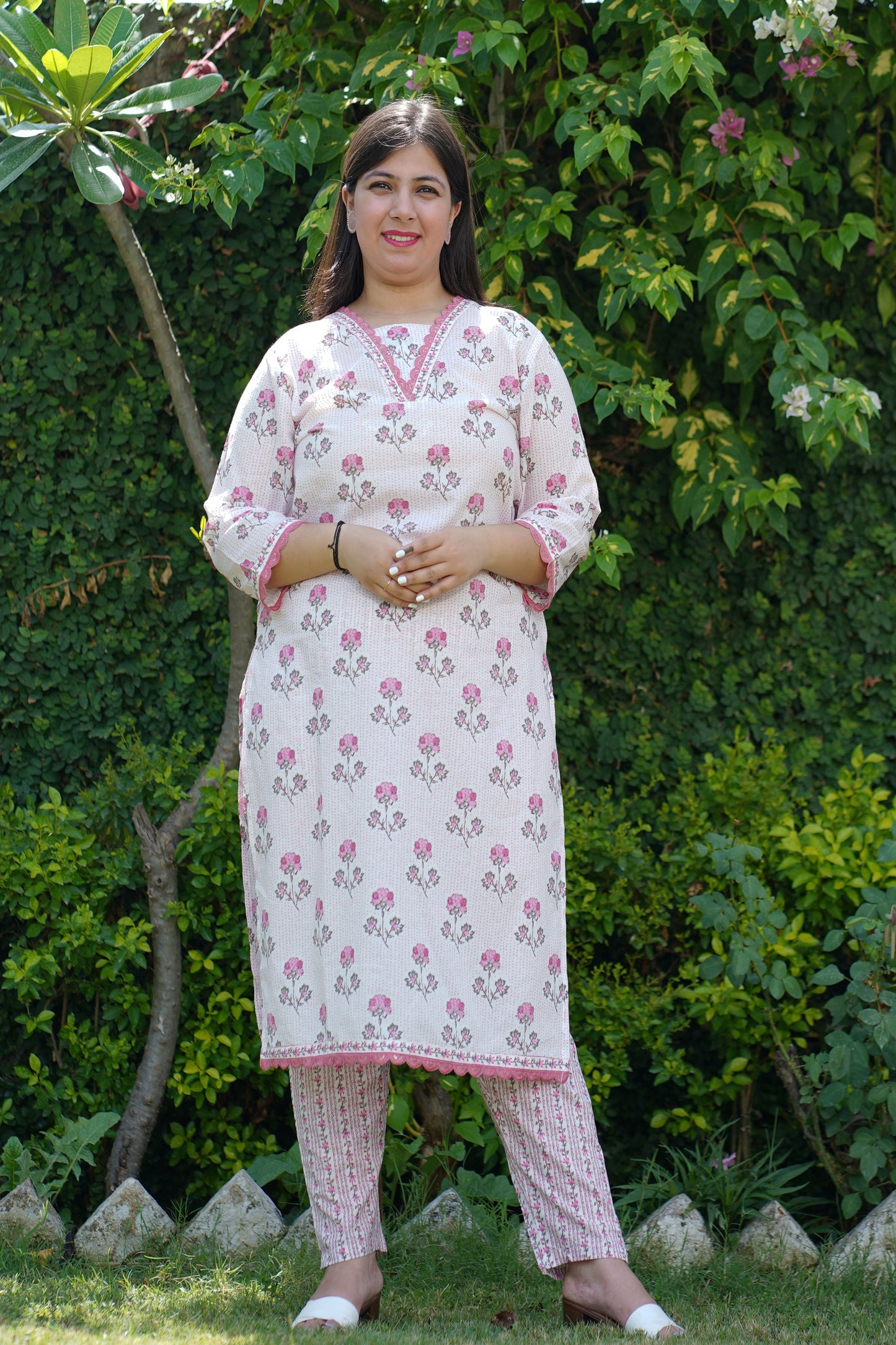 Ethereal Pink Cotton Suit Set