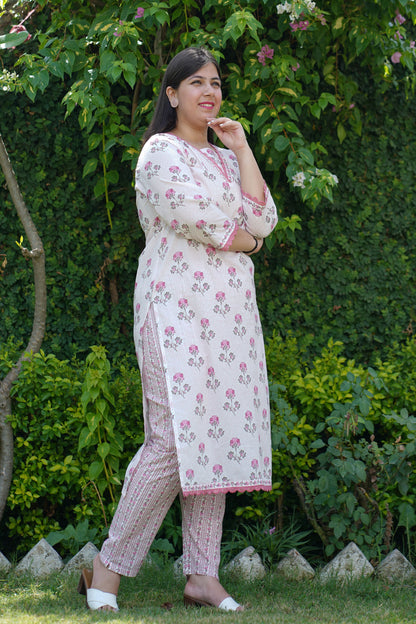 Ethereal Pink Cotton Suit Set