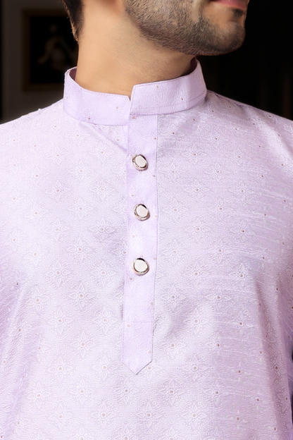 French Lilac Woven Kurta Pajama