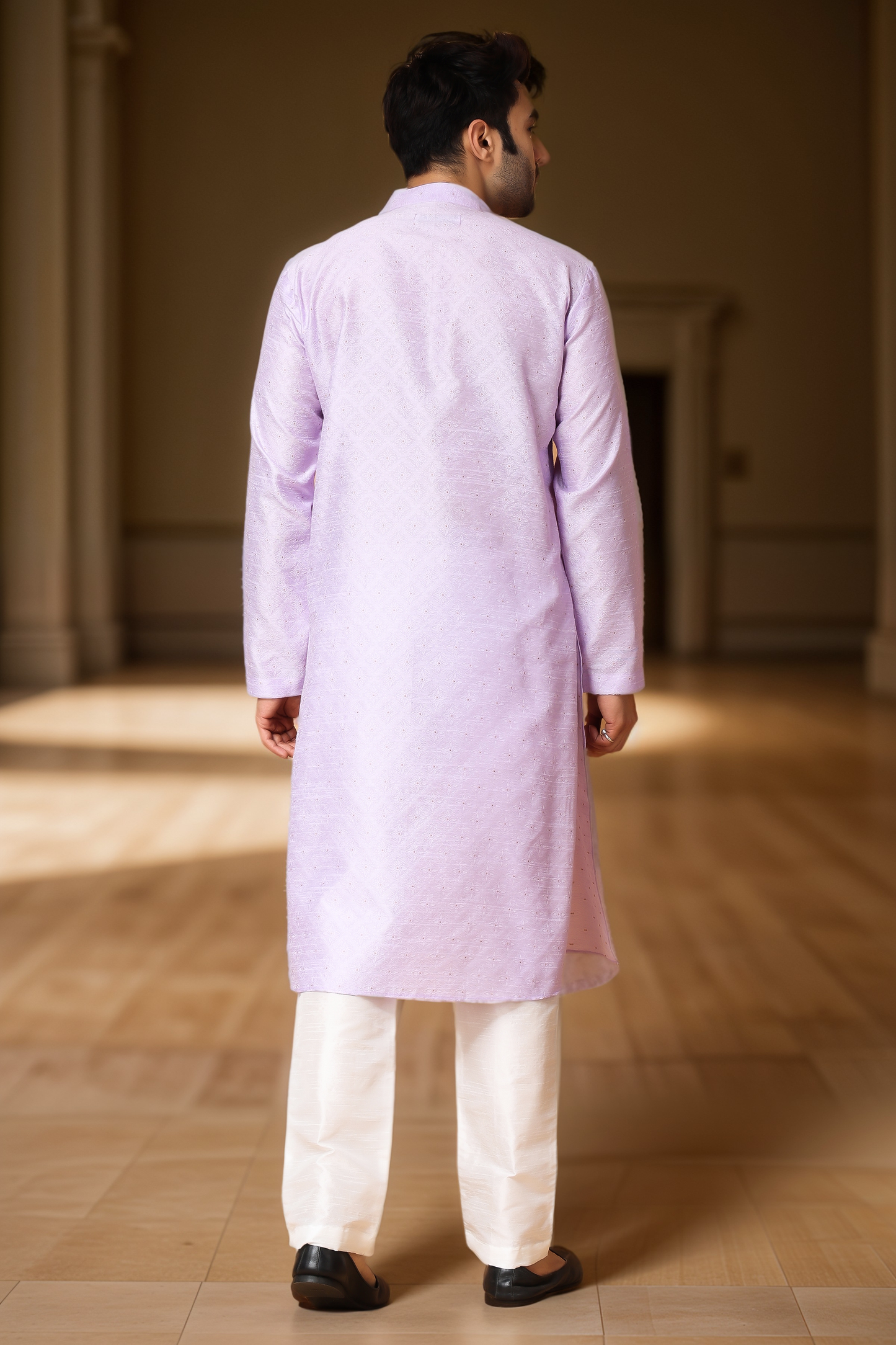 French Lilac Woven Kurta Pajama