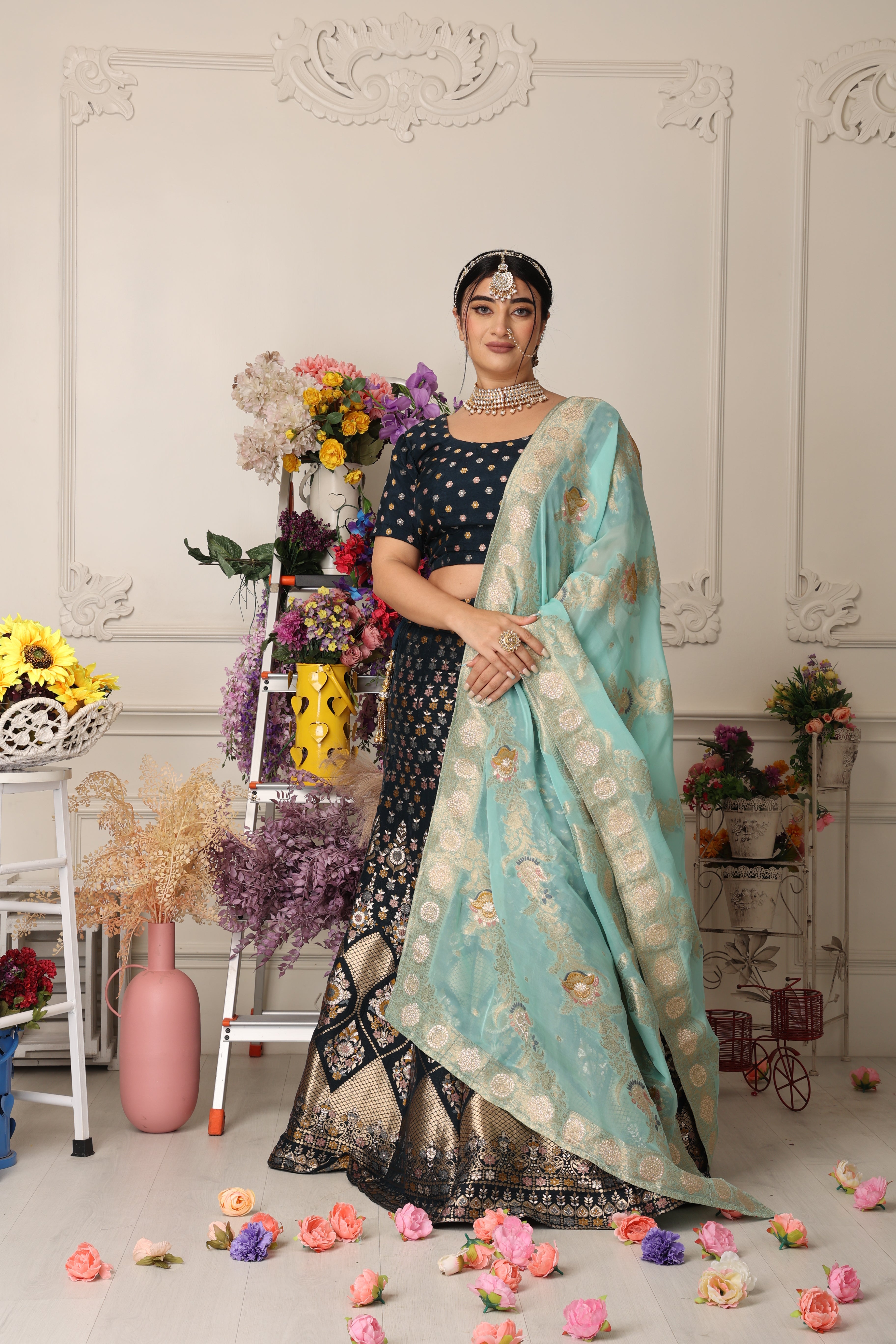 Shop Alluring Yellow Viscose Silk Traditional Bridal Lehenga Choli –  Empress Clothing