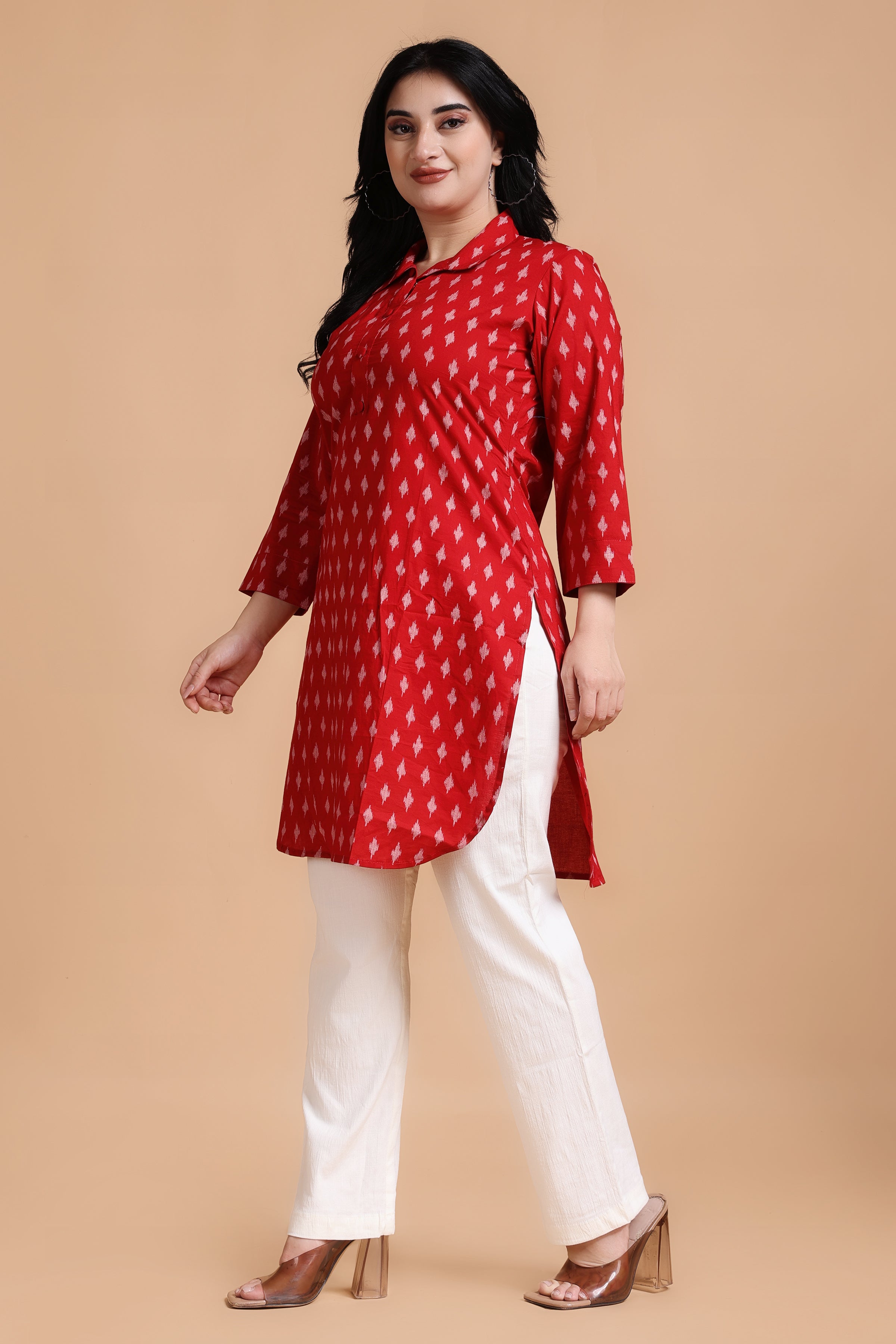 Red short kurti clearance