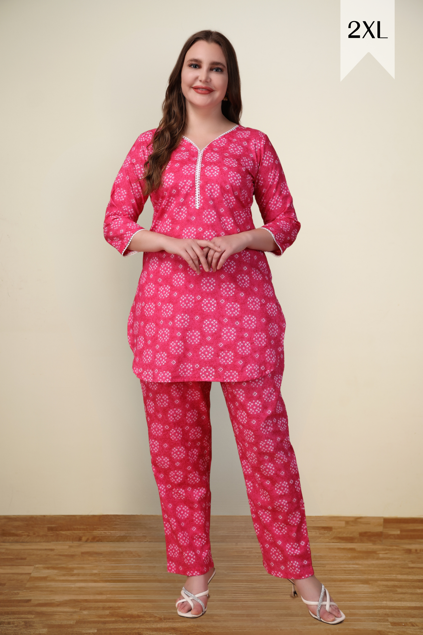 Magenta Bandhej Cotton Co-ord Set