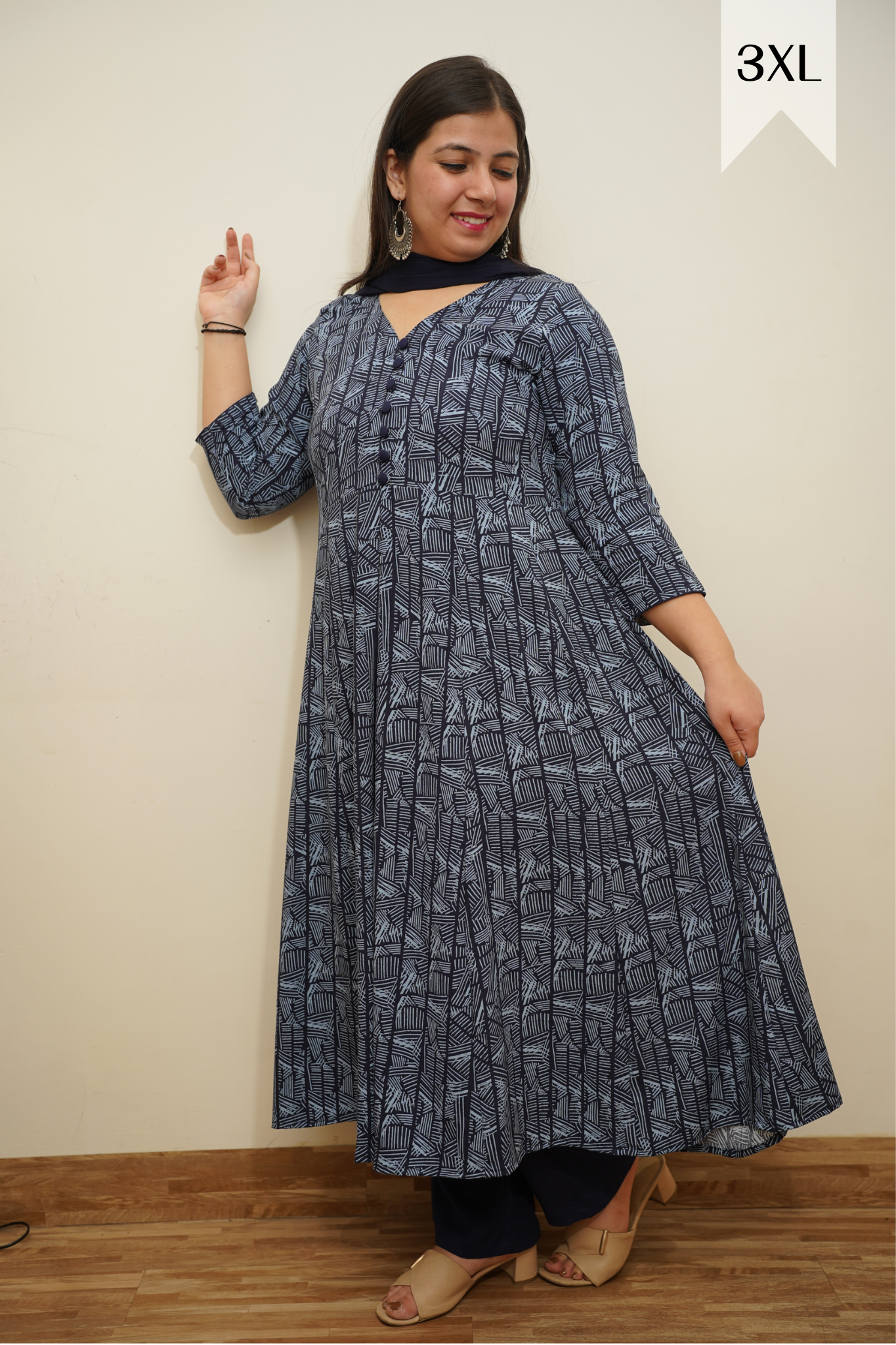 Deep Indigo Rayon Anarkali Set