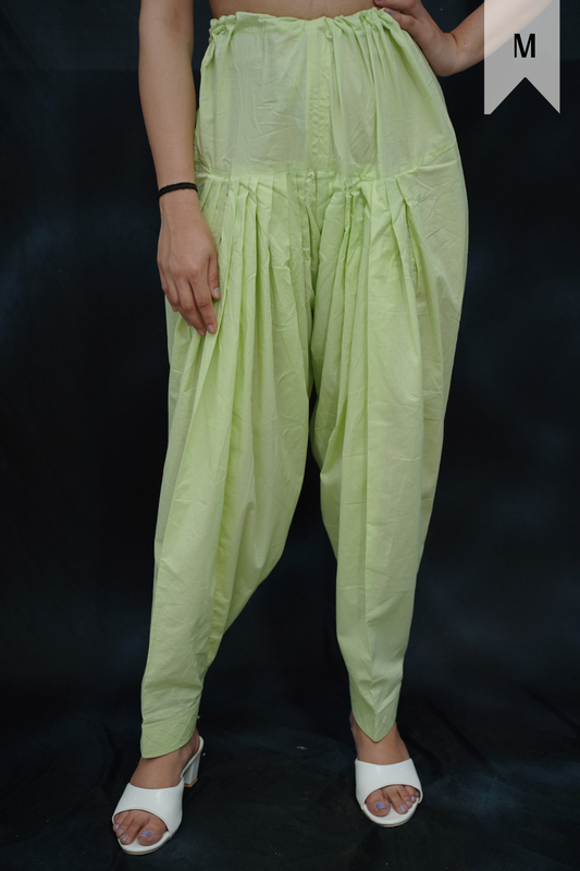 Pista Green Pleated Cotton Salwar