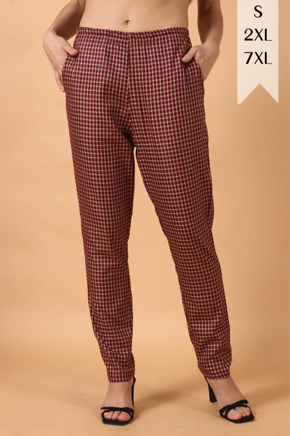 Maroon Checked Woollen Pajama