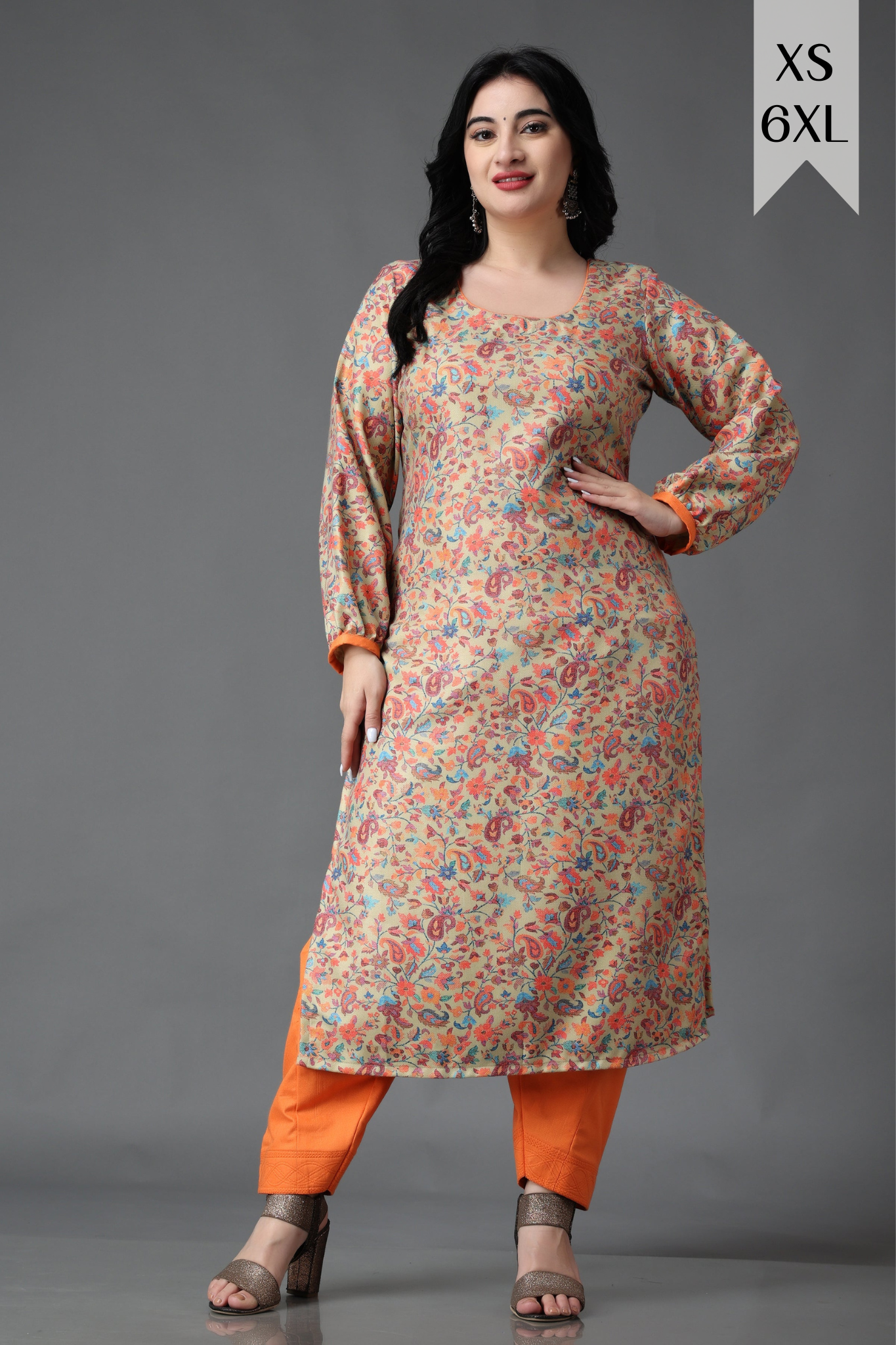 Autumn Peach Woollen Kurta