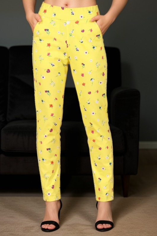 Lemon Printed Lycra Pant