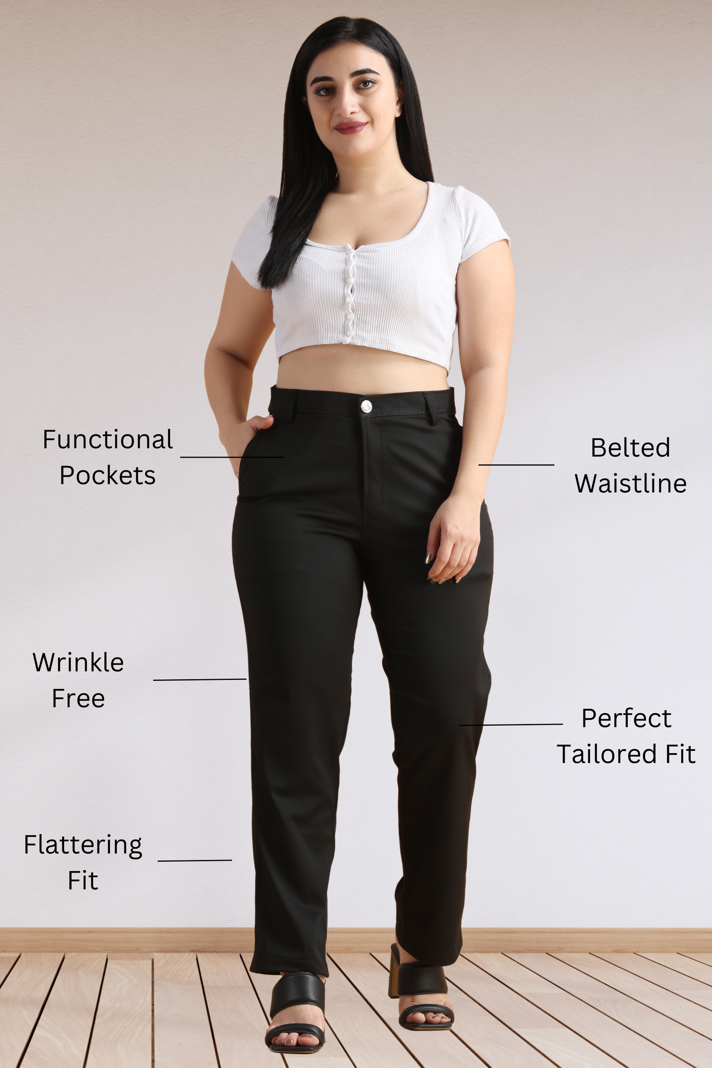 Black Stretch Formal Trousers