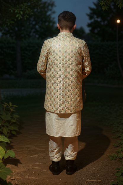 Ivory Opulence Silk Kurta with Koti