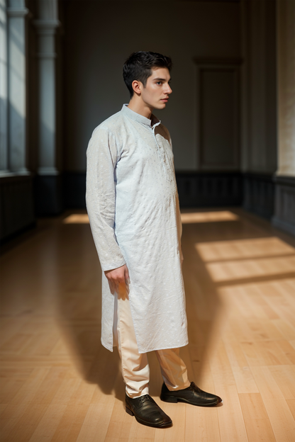 Breezy Blue Schiffli Kurta Pajama